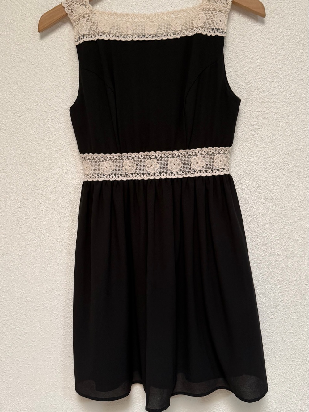 Altar'd State Black Dress with Cream Lace Accents